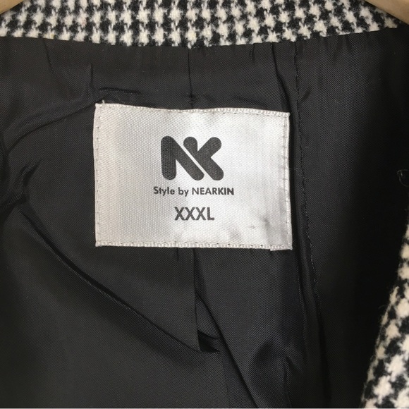 Women’s Houndstooth Wool Blend Coat Black White Double Breasted Size XXXL - Picture 4 of 13